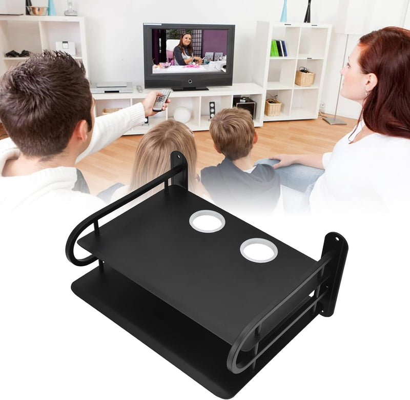 Septpenta Double Layer Floating Wall Mount, Dual Wireless WiFi Router Storage Box, TV Box Storage Ra