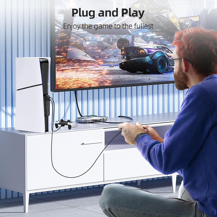 Auarte USB Hub für PlayStation 5 Pro/Slim Console, 1 Typ C 3.1 Anschluss, 4 USB 2.0 Anschlüsse, 1 US