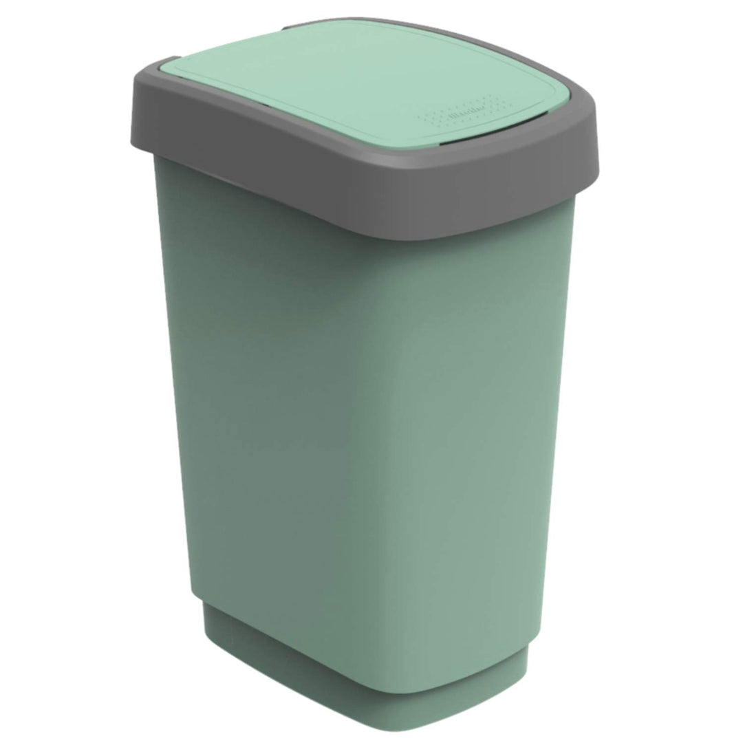Rotho Twist Mülleimer 25l mit Deckel, Kunststoff (PP recycelt) BPA-frei, grün, 25l (33.3 x 25.2 x 47