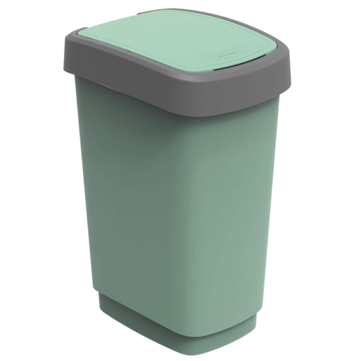 Rotho Twist Mülleimer 25l mit Deckel, Kunststoff (PP recycelt) BPA-frei, grün, 25l (33.3 x 25.2 x 47