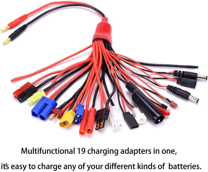 YUNIQUE DEUTSCHLAND 19-in-1 Bananenstecker Lipo Ladegerät Adapter Kabel IMAX / B6 / B6AC / TRX/JST/F