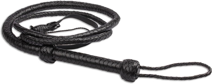 HADZAM Indiana Jones Peitsche, 3 m, 12 Zöpfe aus echtem Rindsleder, Seilkern, BullWhip, viele Farben