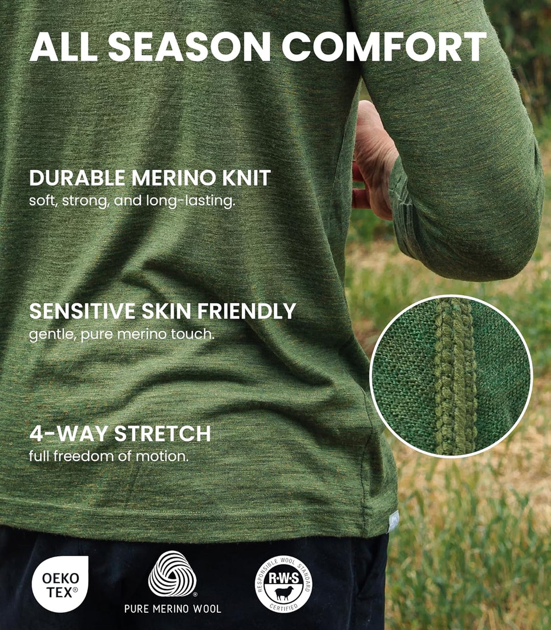 Merino.tech 100% Merino Unterwäsche Herren Set - Leicht, Mittelgewicht, Thermounterwäsche Merinowoll