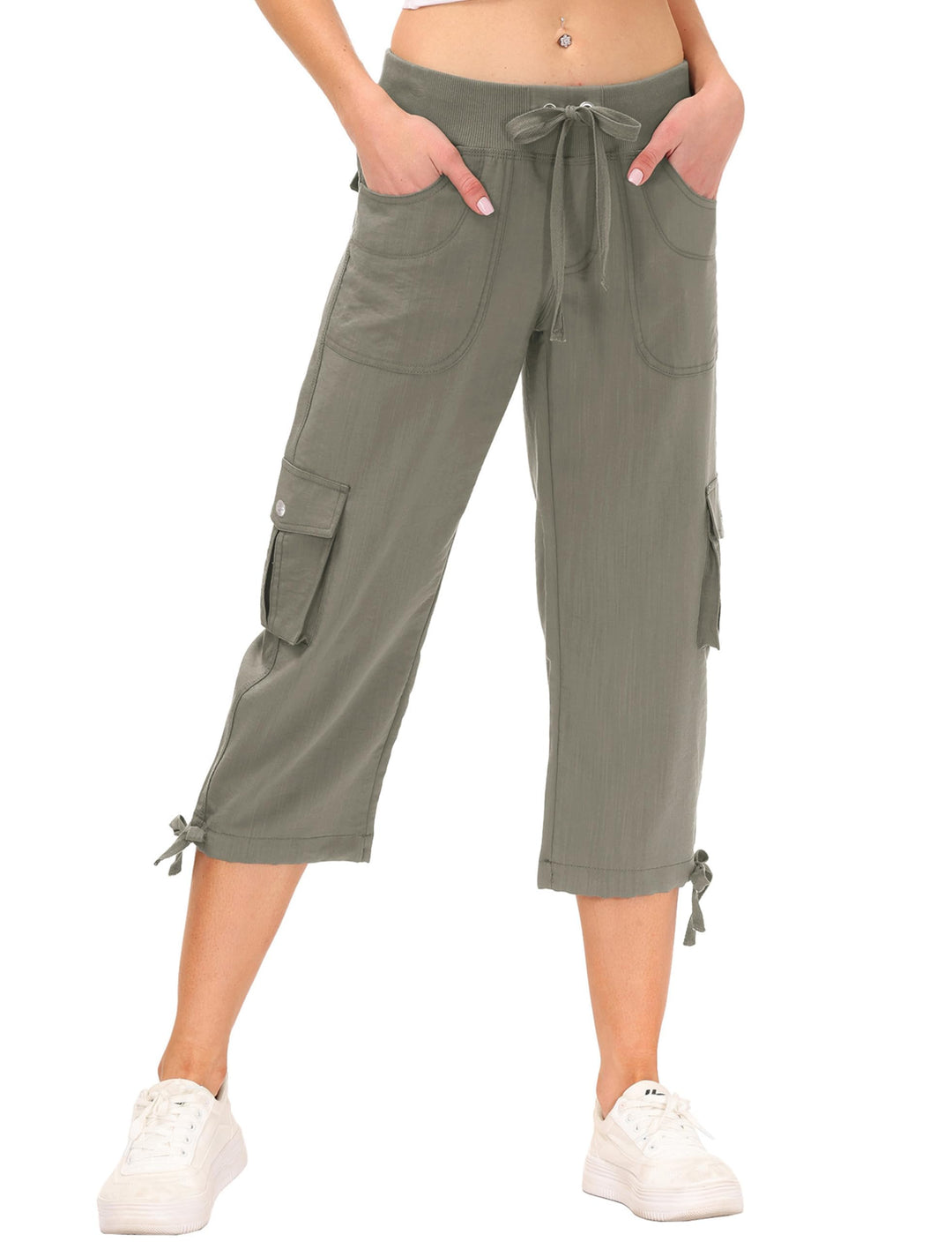 JINSHI Hosen Damen Sommer Cargohose 3/4 Lange Hosen Caprihose Freizeithose Outdoorhose Wanderhose mi