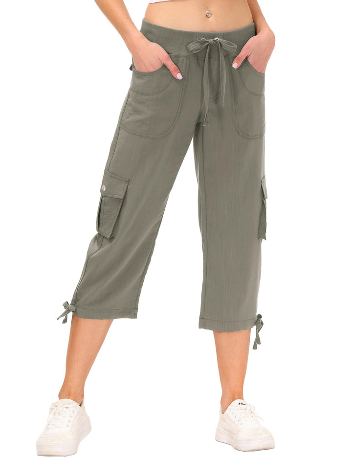 JINSHI Hosen Damen Sommer Cargohose 3/4 Lange Hosen Caprihose Freizeithose Outdoorhose Wanderhose mi