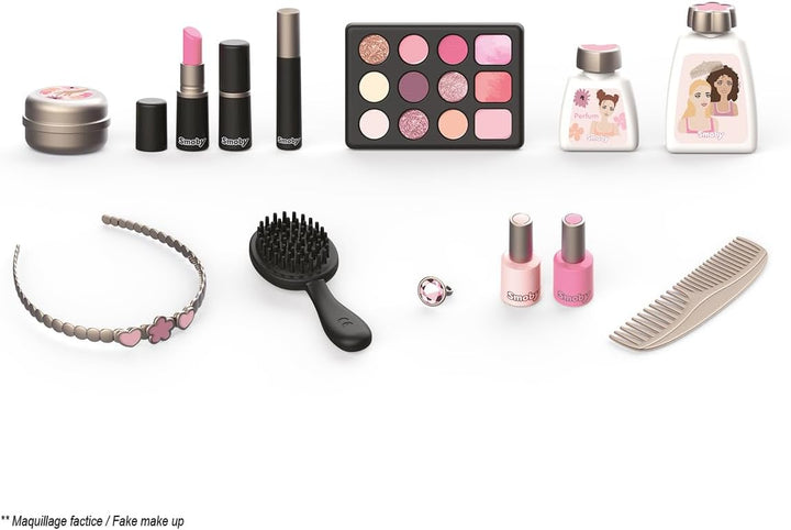 Smoby - My Beauty Kosmetikkoffer – Frisieren + Schminken - Mitnehm-Spielkoffer mit Spiegel & Zubehör