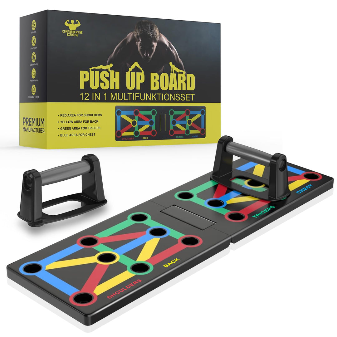 Push Up Board, Liegestütze Brett, 12 in 1 Faltbare Tragbare Multifunktionales Fitnessgerät Fettverbr