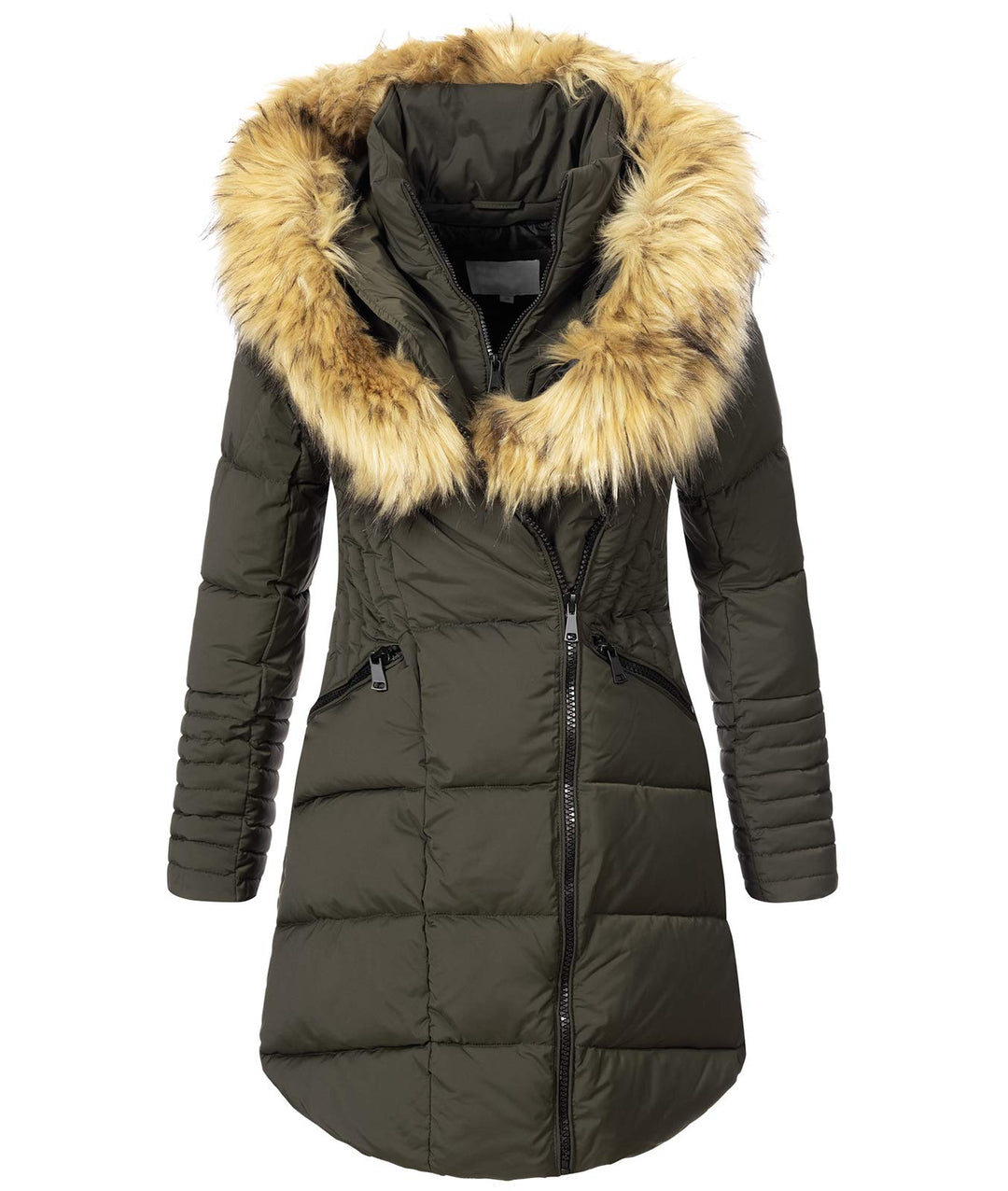 Rock Creek Damen Winter Jacke Mantel Kunstfellkragen D-434 S Dunkelgrün, S Dunkelgrün
