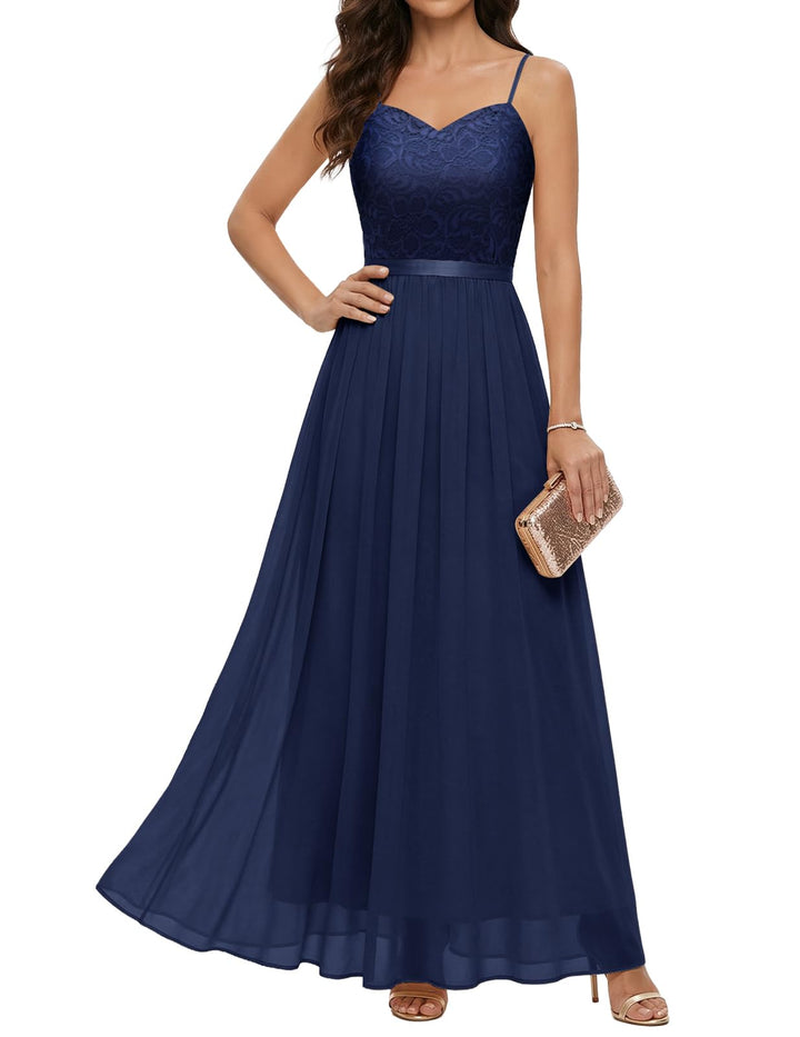 DRESSTELLS Damen Abendkleider Elegant für Hochzeit Brautjungfernkleider Lang Chiffon Brautjungfernkl