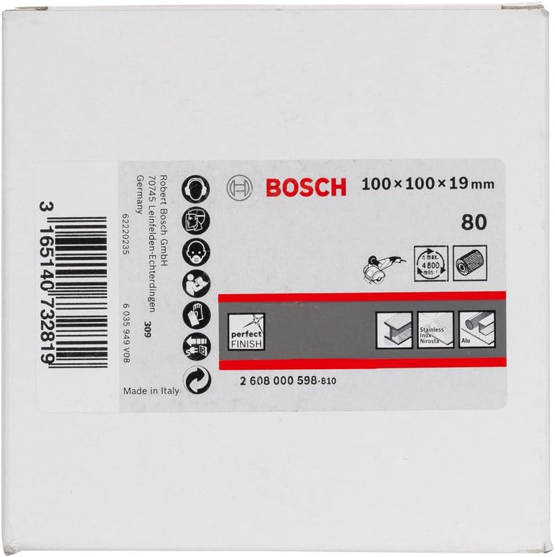 Bosch Professional 2608000598 Lamellenschleifwalze mit Vlies P80, 19, 80, 100 mm 19 mm, 80, 100 mm,