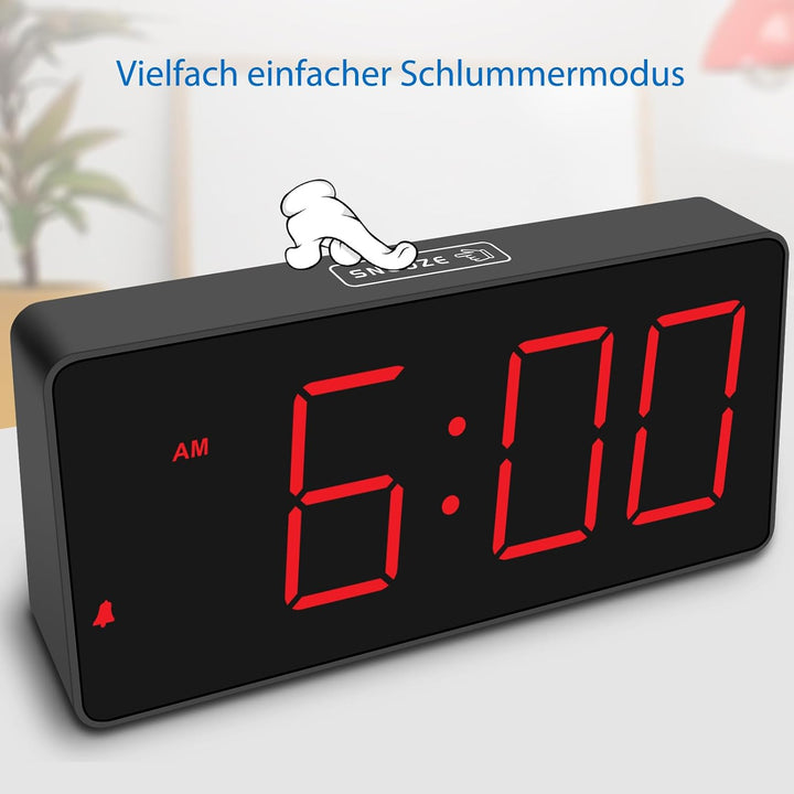 Eachui LED Wecker Digital mit Ladestation, Wecker mit Grossen Zahlen, Helligkeit und Lautstärke Rege