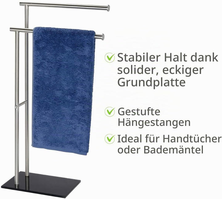 WENKO Handtuchständer Lima, Handtuchhalter freistehend, Kleiderständer, rostfreier Edelstahl, 41 x 7