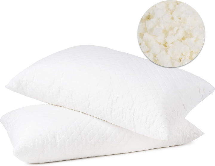 Flowen Kopfkissen für Bett 40x70cm Kissen mit Memory-Schaumflocken 2er Set Nackenkissen Ergonomische