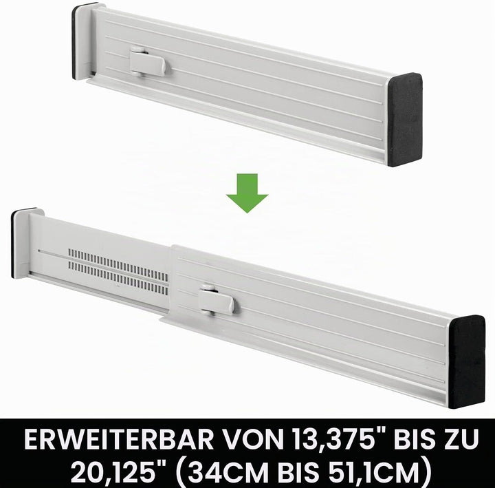 mDesign 4er-Set verstellbarer Schubladeneinsatz – praktischer Schubladen Organizer für Schrank und K