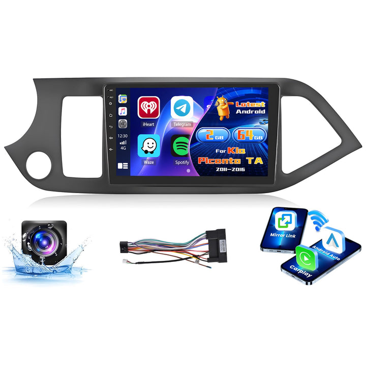 Radio für Kia Picanto TA 2011-2016 Android 15 2+64G mit Wireless CarPlay Android Auto, 9 Zoll Bildsc