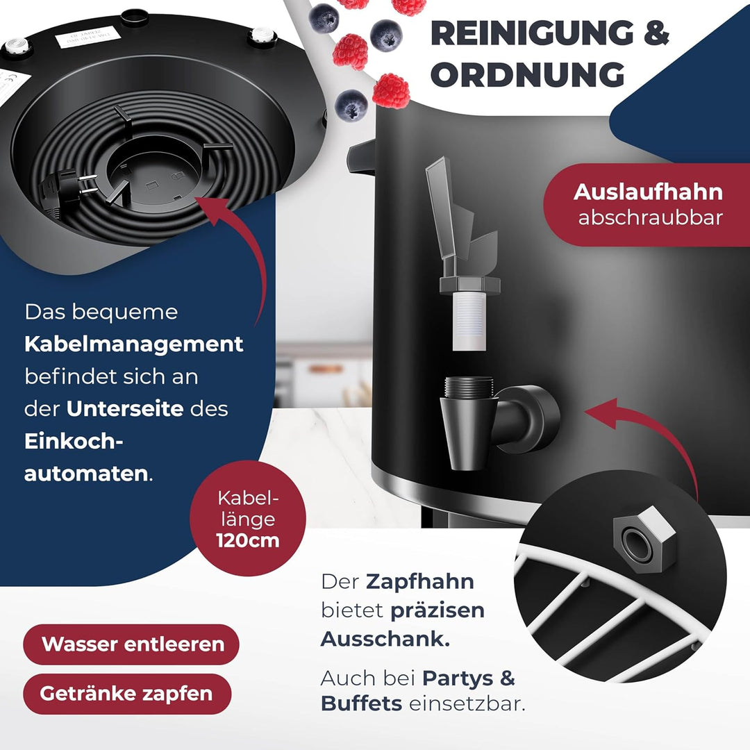 KESSER Einkochautomat 27 Liter Glühweinkocher Glühweinkessel mit Timer 2000 Watt Temperatur von 30-1