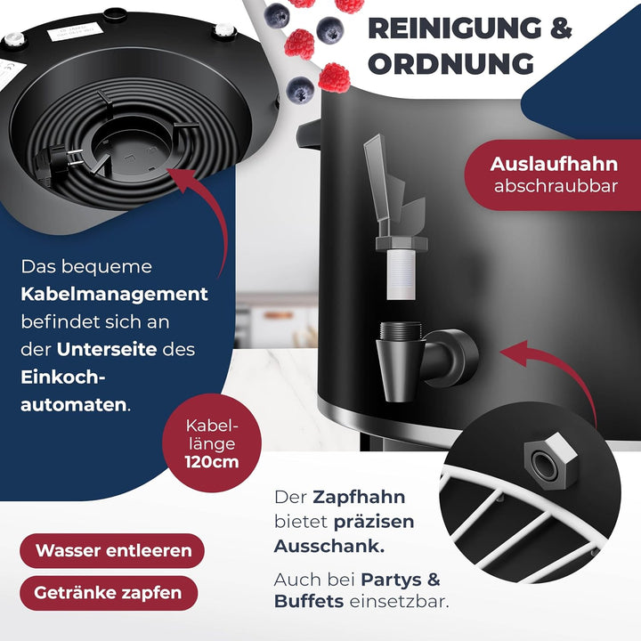 KESSER Einkochautomat 27 Liter Glühweinkocher Glühweinkessel mit Timer 2000 Watt Temperatur von 30-1