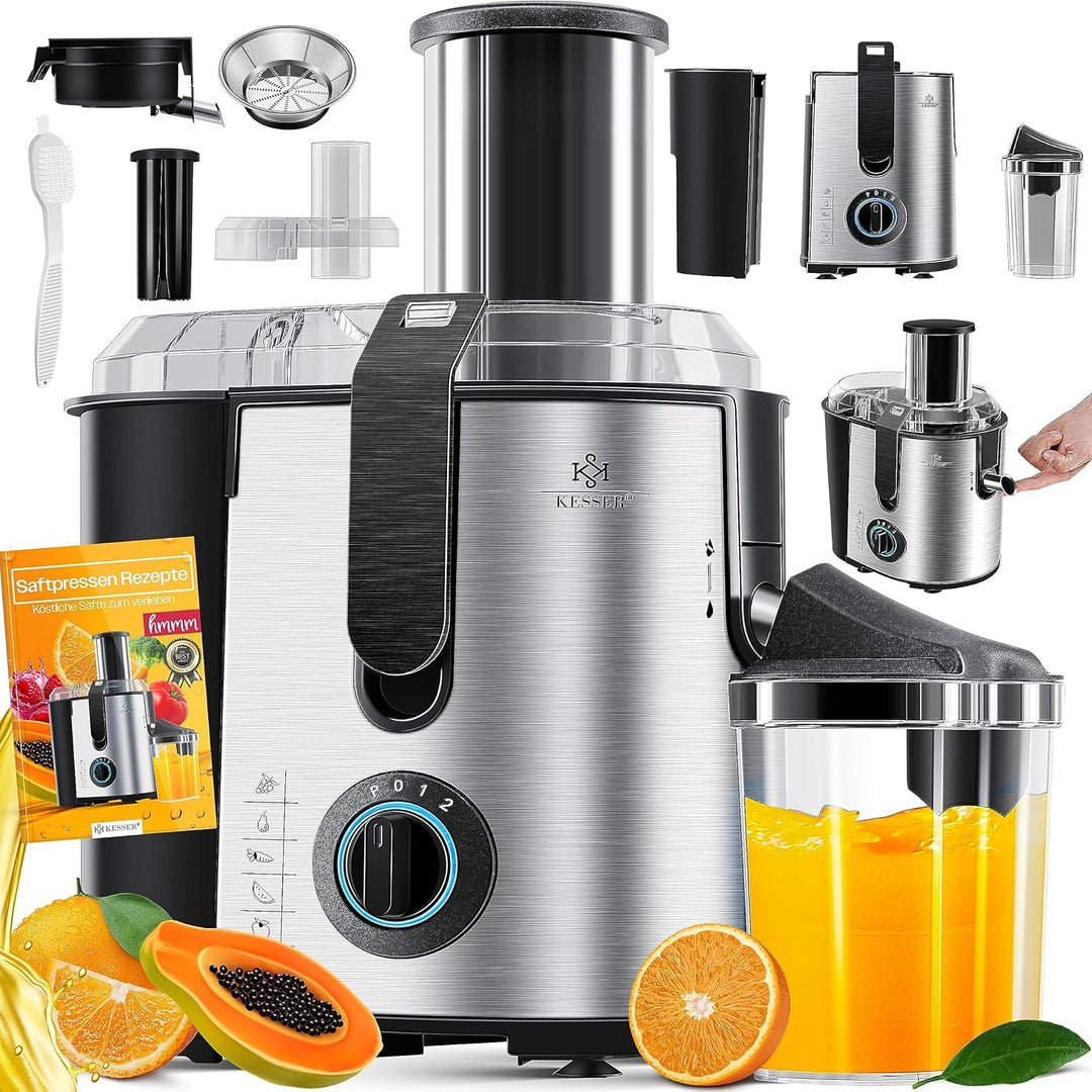 KESSER® Entsafter für Obst und Gemüse aus Edelstahl 1100W grosse 85 mm Einfüllöffnung inkl. Reinigun