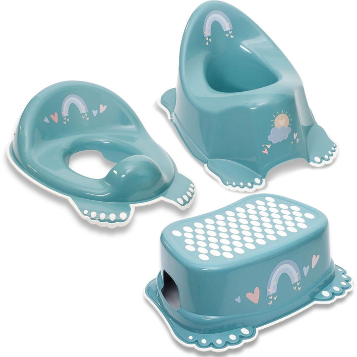 Babykajo 3 in 1 Baby Töpfchen Set TÜV Rheinland geprüft - Kinder Töpfchen + Kinder Toilettensitz + K