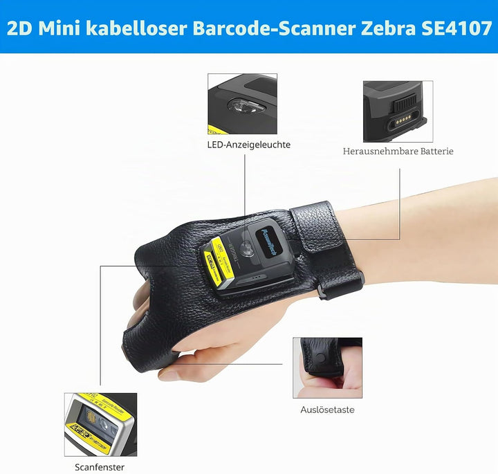 Handschuh-Barcode-Scanner 2D GS02 tragbarer Scannerleser IP65-Touch-Scanning NFC 2D-QR-Code-Scanner