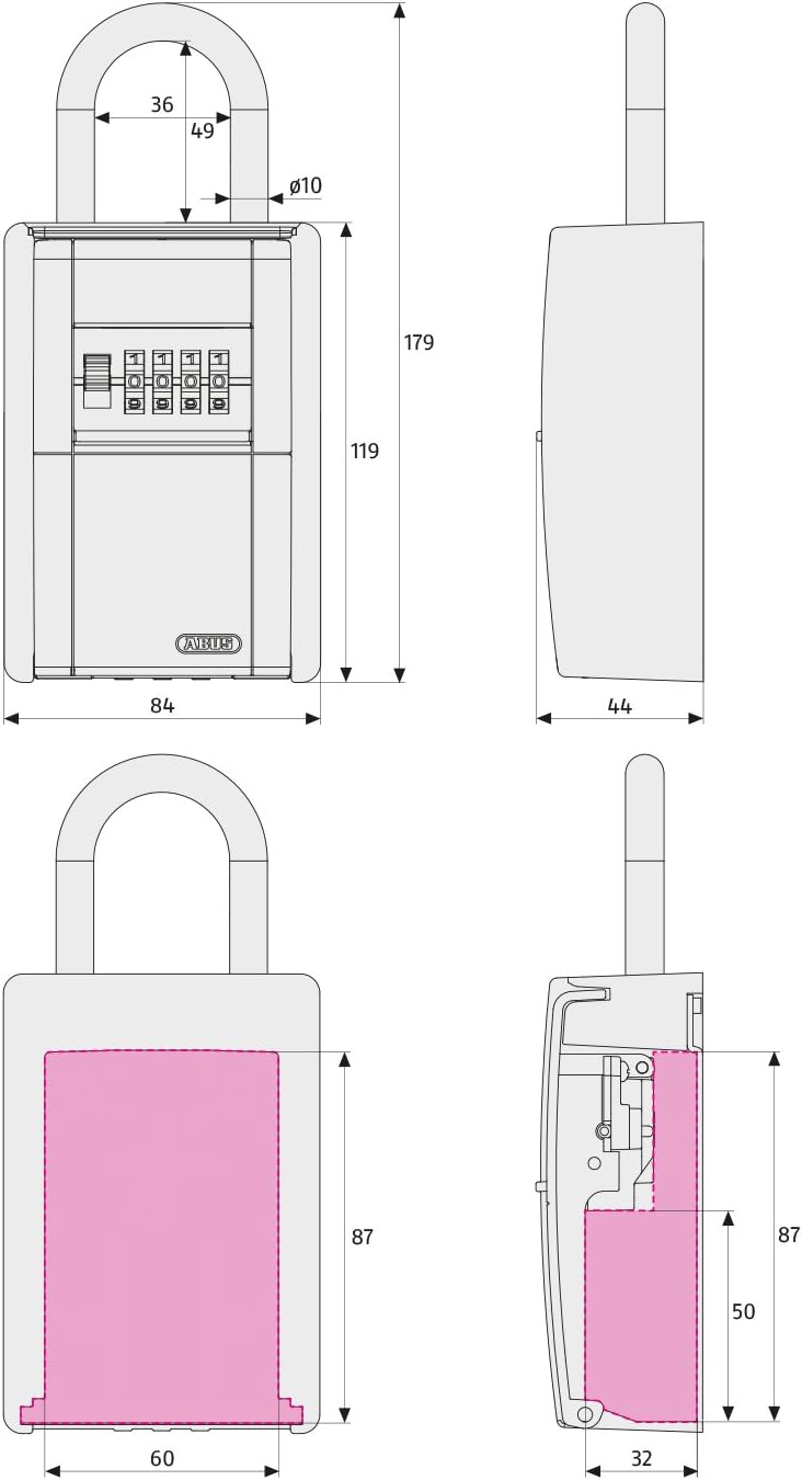 ABUS KeyGarage™ 797 - Schlüsselbox mit Bügel zur Befestigung - Schwarz-Silber & KeyGarage™ 787 - Sch