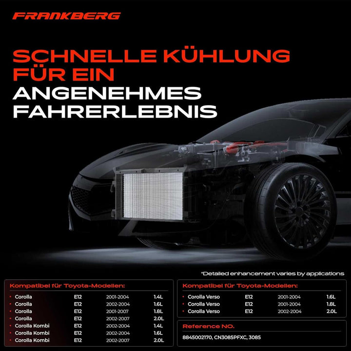 Frankberg Kondensator Klimaanlage mit Trockner Kompatibel mit Corolla E12 NDE12 E12J 1.4L-2.0L 2001-
