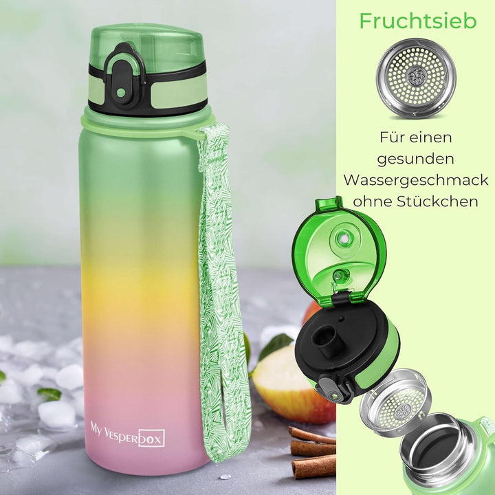 MY VESPERBOX® Edelstahl Thermosflasche Kinder [INK. STROHHALM & SIEB] - Isolierflasche für Jungen &