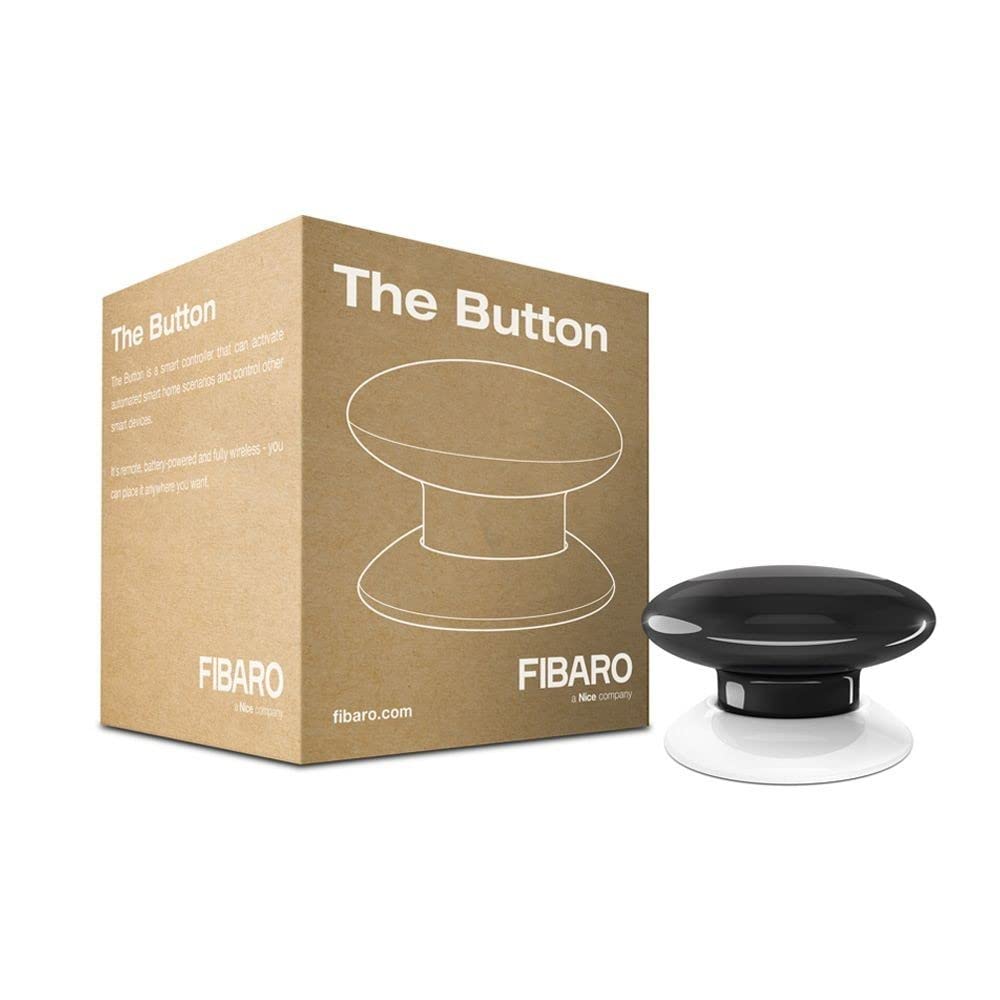 FIBARO The Button Black / Z-Wave Plus Drahtlose Tragbare Schalt-Knopf, Schwarz, FGPB-101-2, Schwarz