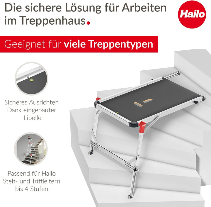 Hailo TP1 Treppenpodest - Arbeitsplattform aus Rutschfester Siebdruckplatte mit Tragegriff und integ