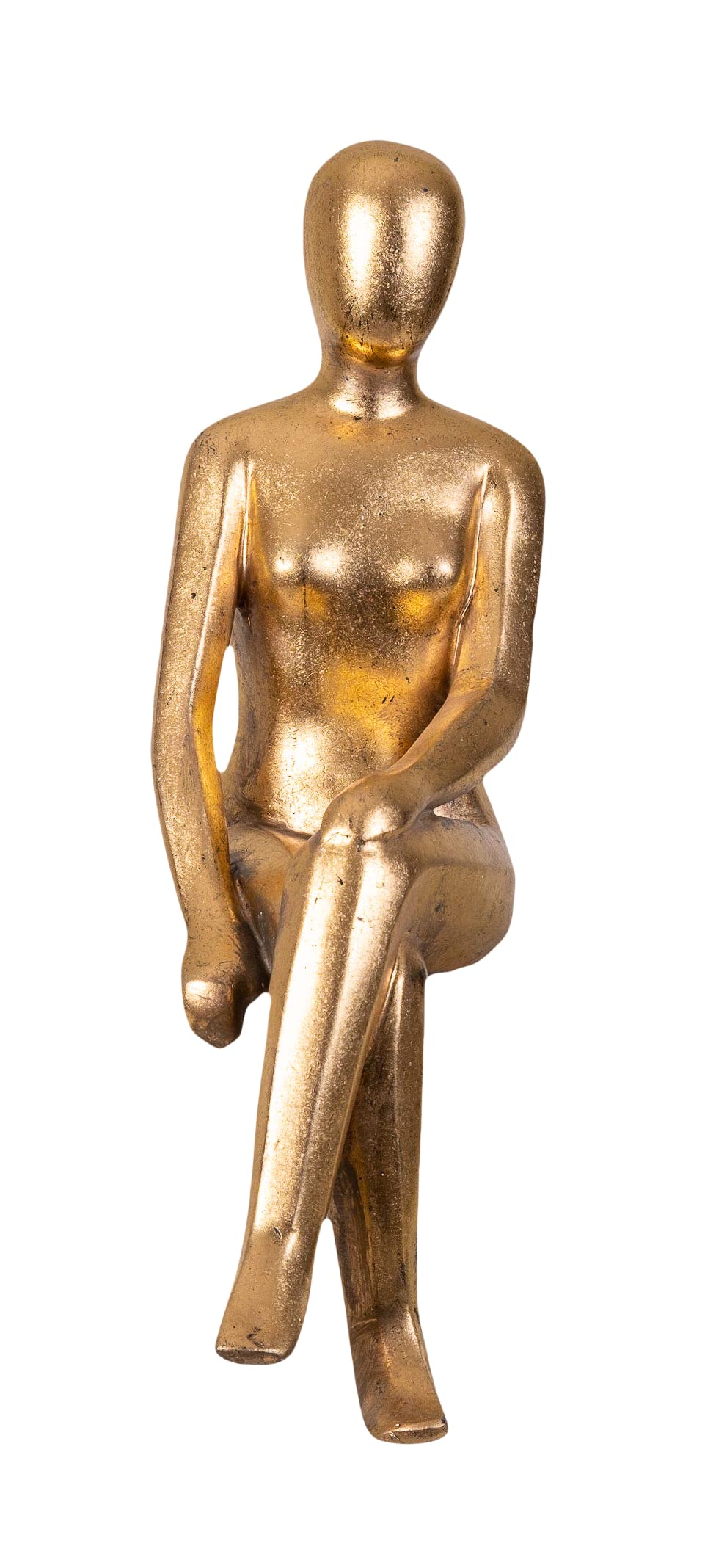 IDYL Moderne Skulptur Figur Sandsteinguss Sitting Women | goldfb. | 13x15x50 cm | Dekorationsfigur f