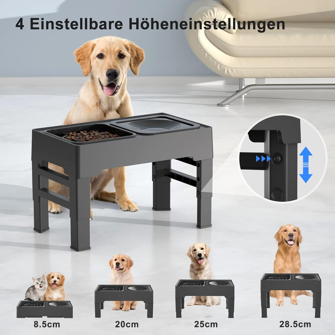 ELS PET Erhöhter Hundenapf: 2-in-1 Auslaufsicher Faltbarer Wassernapf & Langsamfutternapf mit 4 Höhe