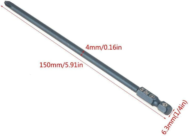 10 pcs150mm Schraubendreher Lange Kreuzschlitzschraubendreher-bits Set S2 1/4 inch Sechskantschaft P