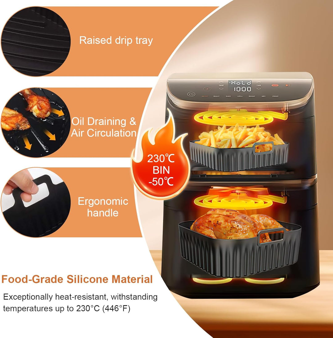 Silikonform Heissluftfritteuse Zubehör für Cosori Turbo Tower/Pro/Smart, Airfryer Zubehör 10,8L Doub