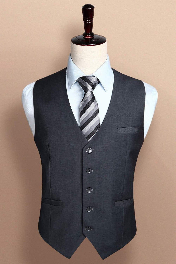 HISDERN Herren Formale Hochzeit Party Weste Baumwolle Einfarbig Weste XS Grau, XS Grau