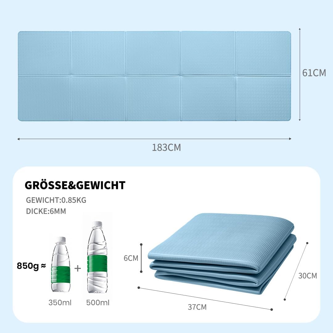 Good Nite Klappbare Yogamatte Rutschfest Tragbare Fitnessmatte Faltbar Leicht Gymnastikmatte Pilates