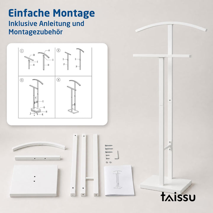 Herrendiener Mod. ADAK - Farbe Matt Weiss - Mit Oberer Kleiderstange und Hosenstange - 52 x 18 x 100