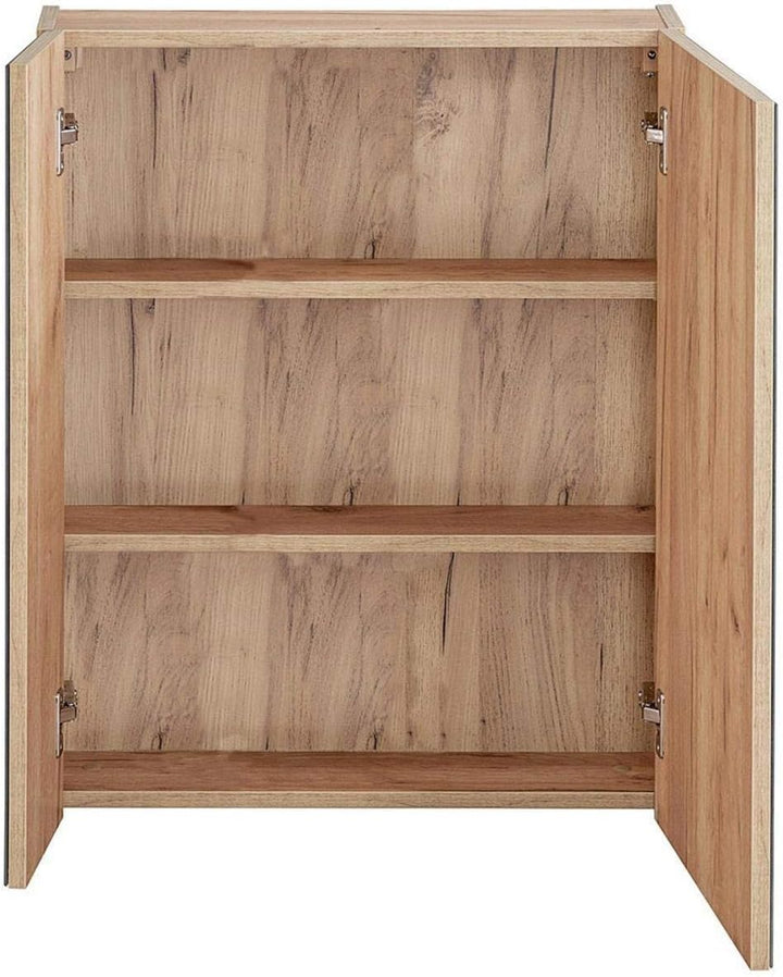Lomadox Badezimmer Spiegelschrank 60cm in Wotaneiche B/H/T ca. 60/75/16cm, 60 cm Ohne Beleuchtung
