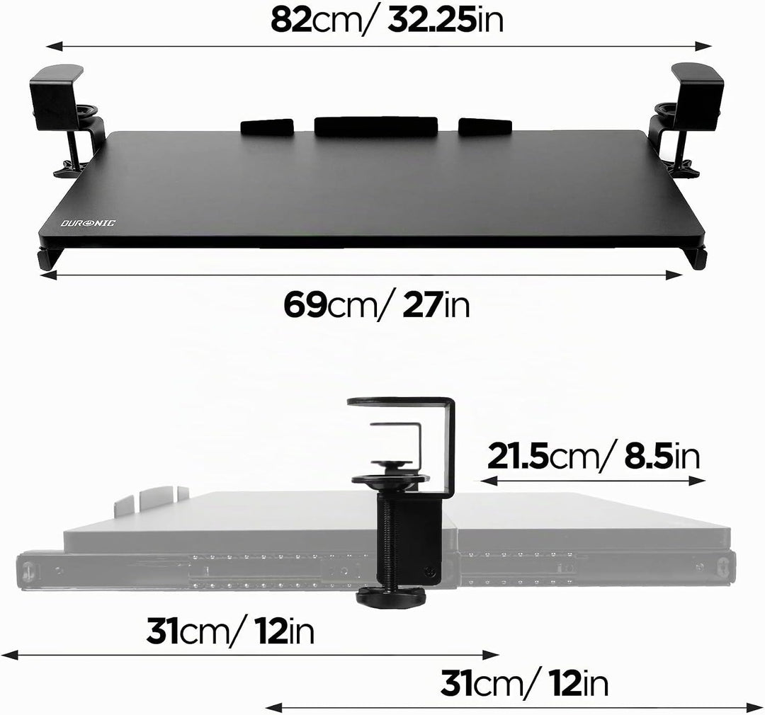 Duronic DKTPX2 Tastaturschubladen und -plattform | Schublade unter dem Schreibtisch für Tastatur und