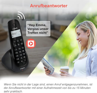 VTech CS1450 DECT Schnurloses Telefon mit Anrufbeantworter, Freisprecheinrichtung, Anrufersperre, An
