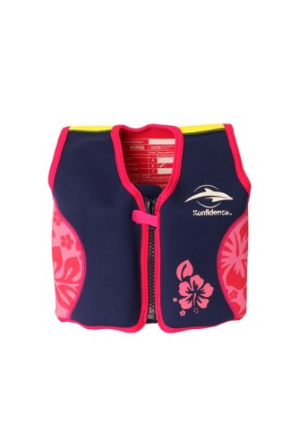 Kinder-Schwimmlernhilfe aus Neopren, Navy/Pink Hibiscus, Konfidence Jacket. Grösse 6-7 Jahre: 21-26