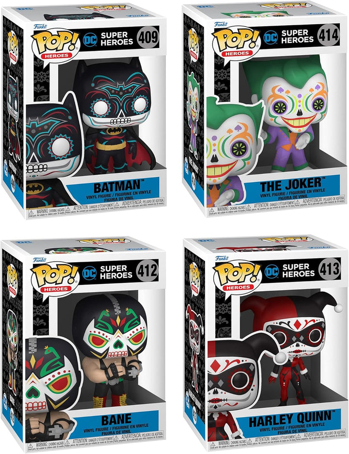 Funko Heroes: POP! Dia De Los DC Collectors Set - Bane, Batman, Harley Quinn, Joker