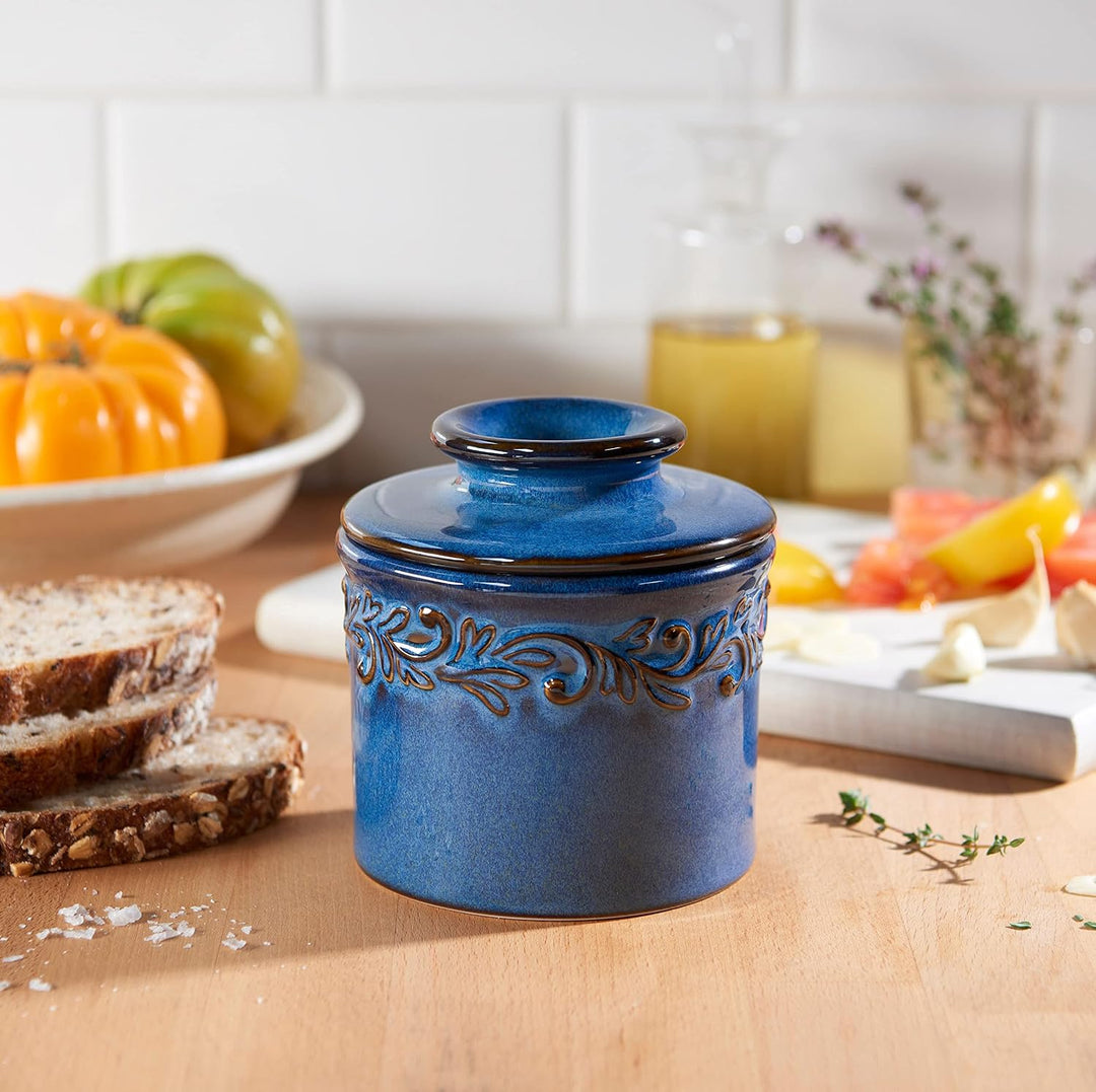 Butter Bell BB-AQDB The Original Crock by L. Tremain, Antique Collection-Denim Blue Buttertopf, Kera