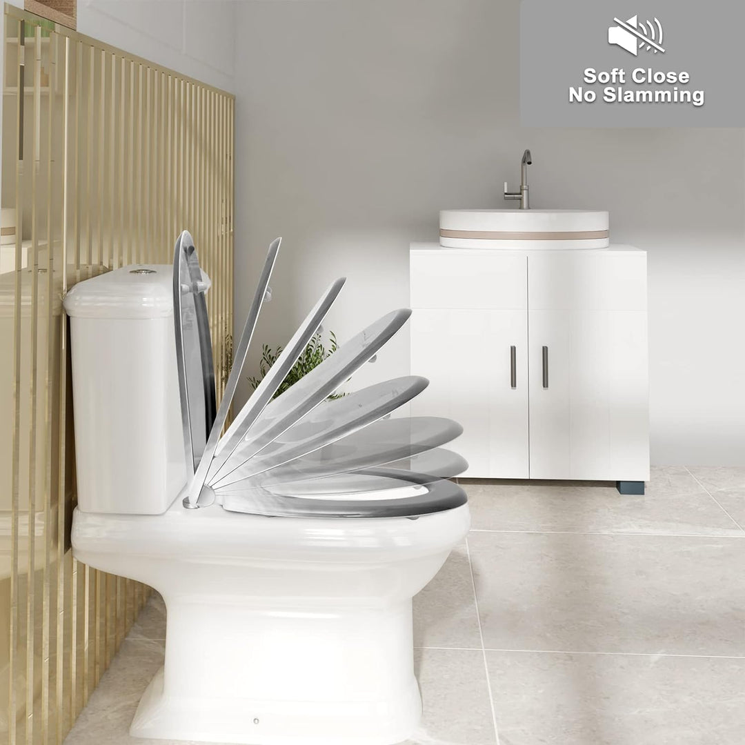 WOLTU WC Sitz mit Absenkautomatik,Toilettensitz Motiv,Klodeckel mit Quick-Release-Funktion und Antib