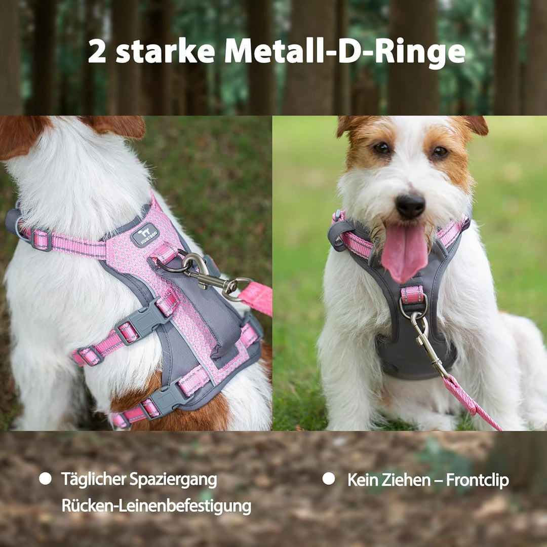 Huntboo Sicherheitsgeschirr Hund Ausbruchsicher, Panikgeschirr für Hunde, Reflektierendes Geschirr H