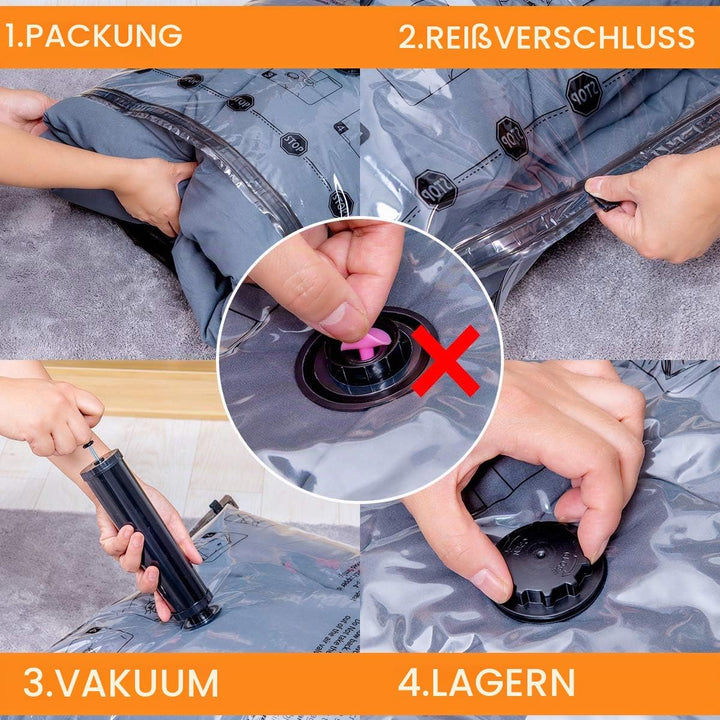 Vakuumbeutel für Kleidung, Bettdecken, Kissen & Matratzen | Platzsparende Aufbewahrungsbeutel, Luftd