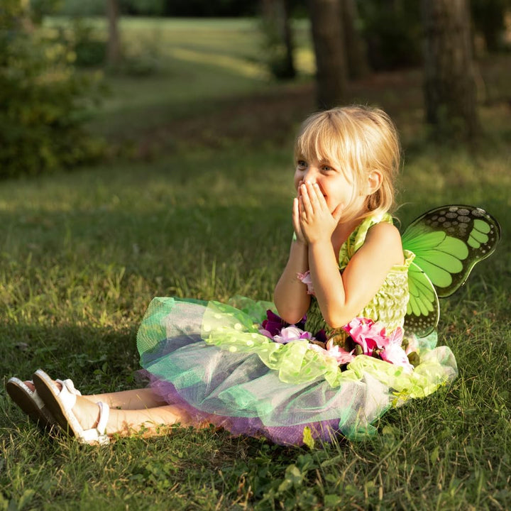 Trullala Feenkleid grün mit Flügeln, Grösse: M (4-6 Jahre)
