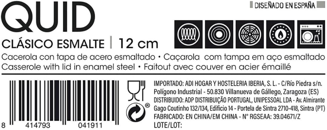 Quid Classico Emaille-Topf aus emailliertem Stahl, 12 cm, 0,75 l, Braun 12CM, 12CM