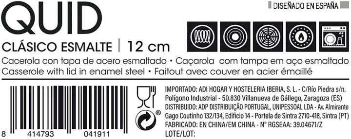 Quid Classico Emaille-Topf aus emailliertem Stahl, 12 cm, 0,75 l, Braun 12CM, 12CM