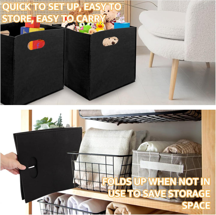 6 Stück Aufbewahrungsboxen 30x30x30 cm, Boxen Aufbewahrung Schwarz, Filzkorb Aufbewahrung, Filzbox A
