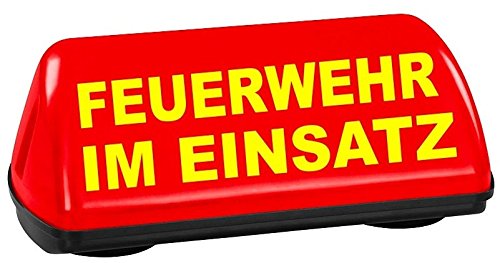 PACO KFZ Dachaufsetzer Speed leuchtrot Feuerwehr im Einsatz TÜV geprüft bis 240 km/h Textfarbe gelb